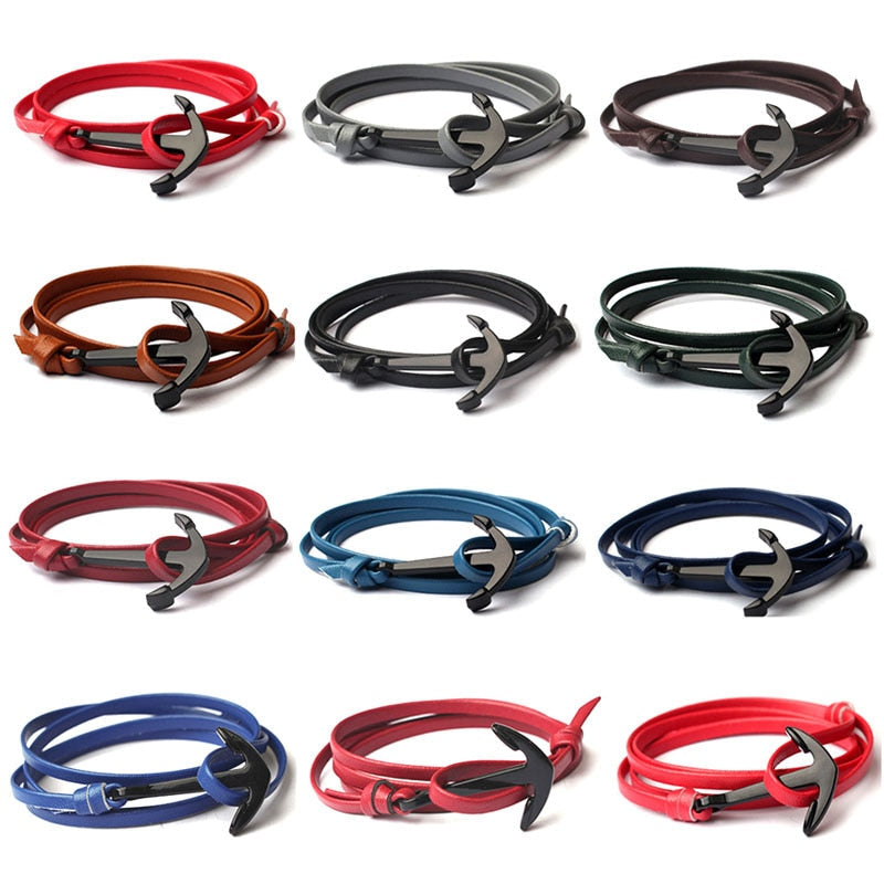 Ankerarmbånd i skinn for menn