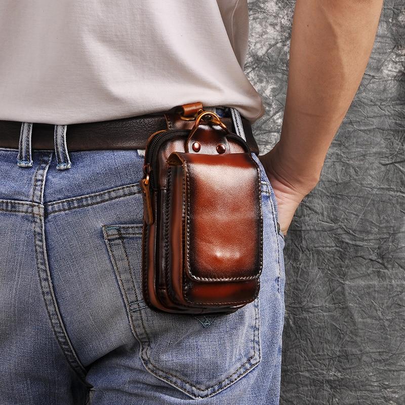 Ekte skinn menns midje krok bag