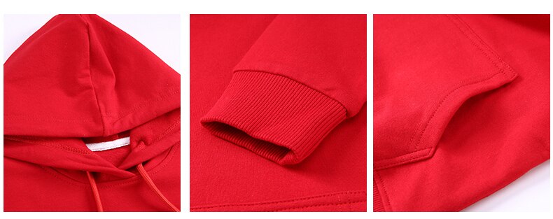 Rød hettegenser med hodeskalle