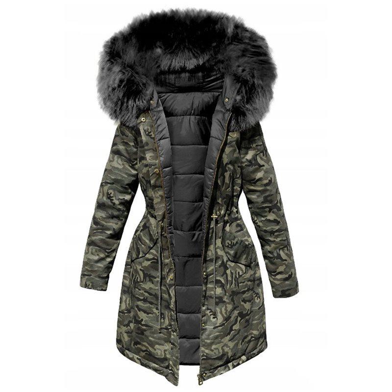 Camo vinterfrakk for kvinner