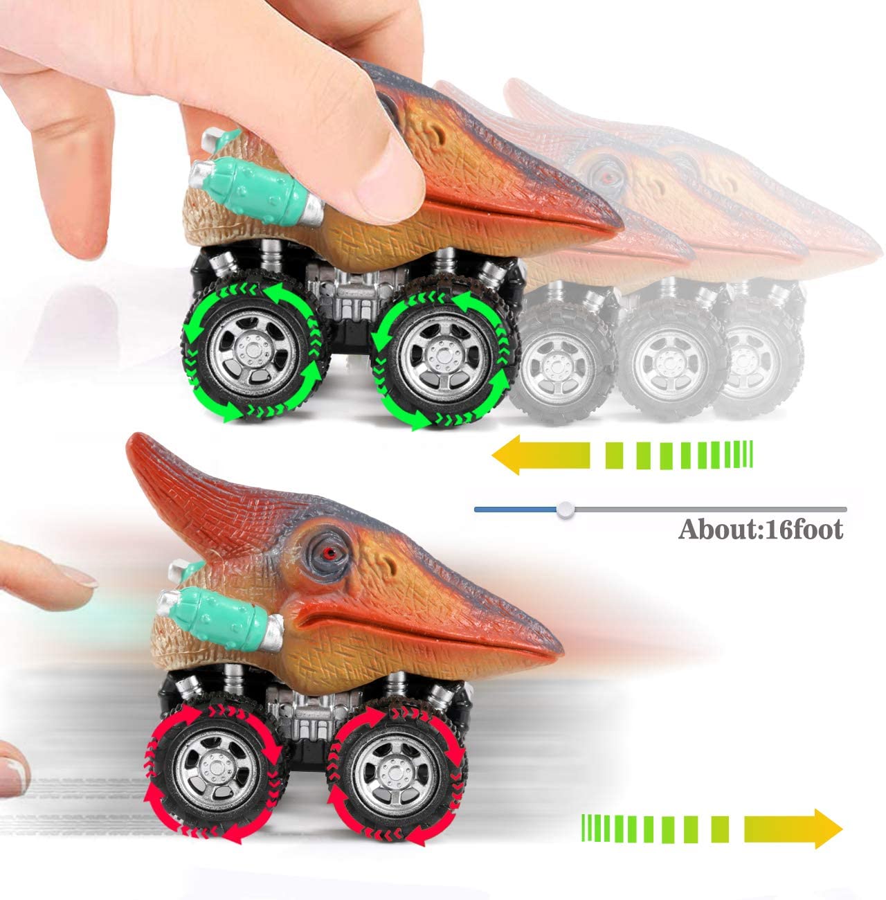 Trekk tilbake Dinosaur Mini Car (6 stk)