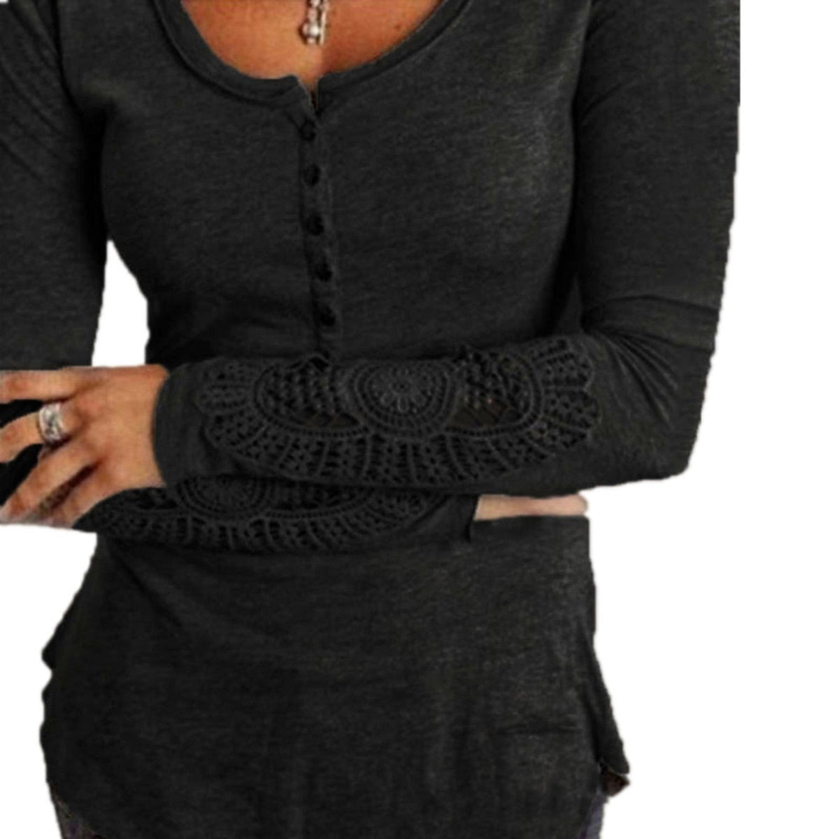 Camicia a maniche lunghe con pizzo