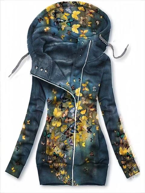 Sweatshirt for sommerfuglkunst for kvinner