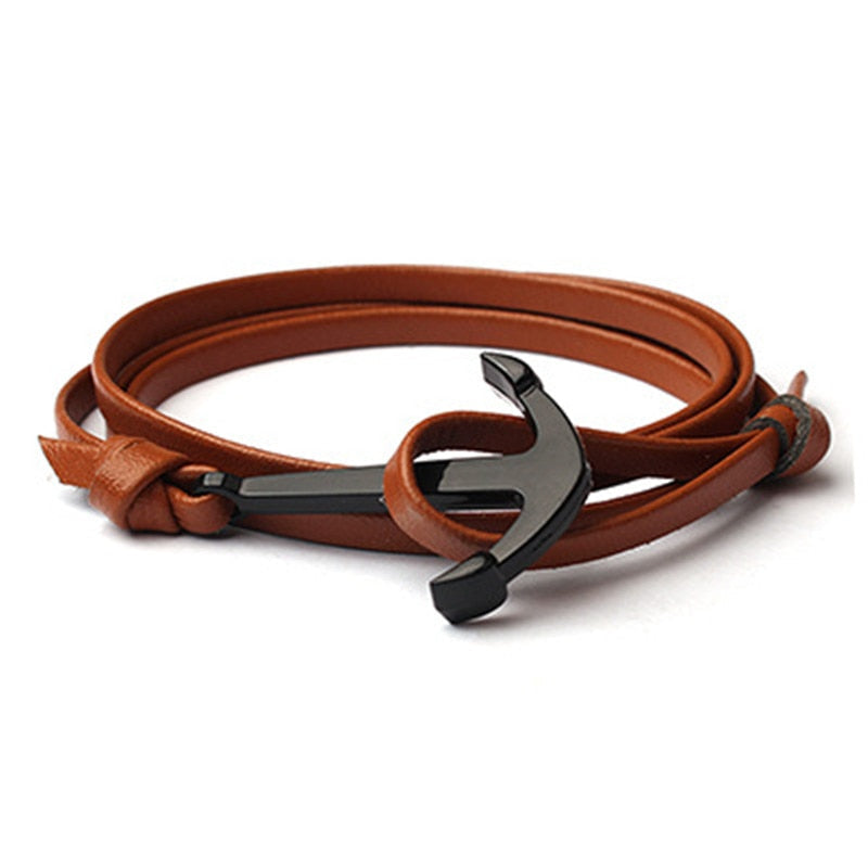 Ankerarmbånd i skinn for menn