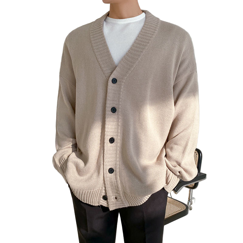 Cardigan med strikket knapp for menn