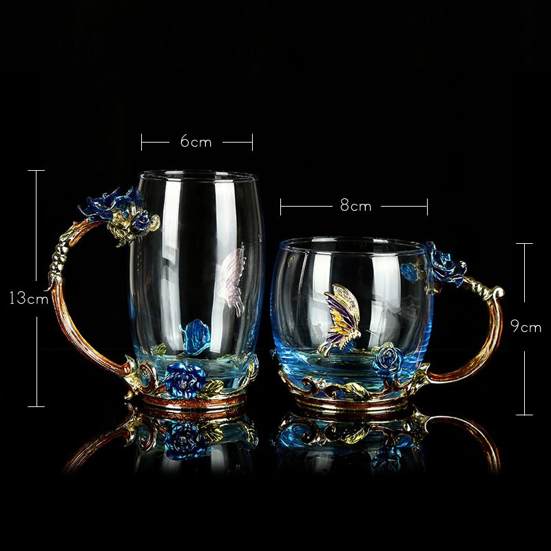 Luksuriøs blå rose krystall krus