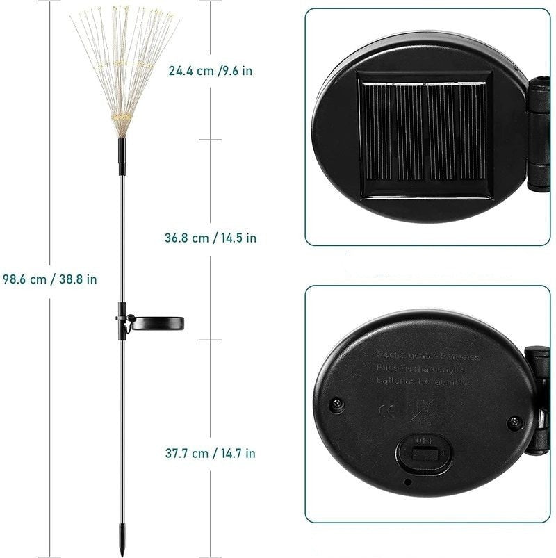 Vanntett solar hage fyrverkeri lampe
