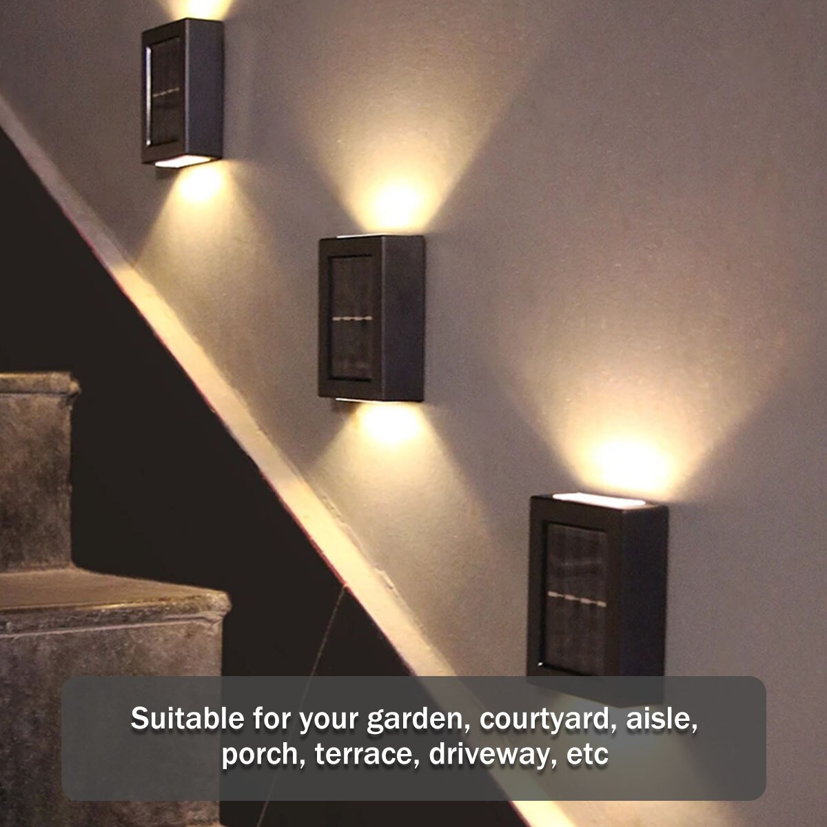 Solcelledrevet uteplassvegglampe
