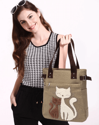 Katt Brodery  Lerretsveske