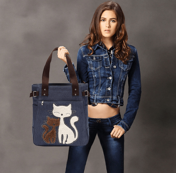 Katt Brodery  Lerretsveske