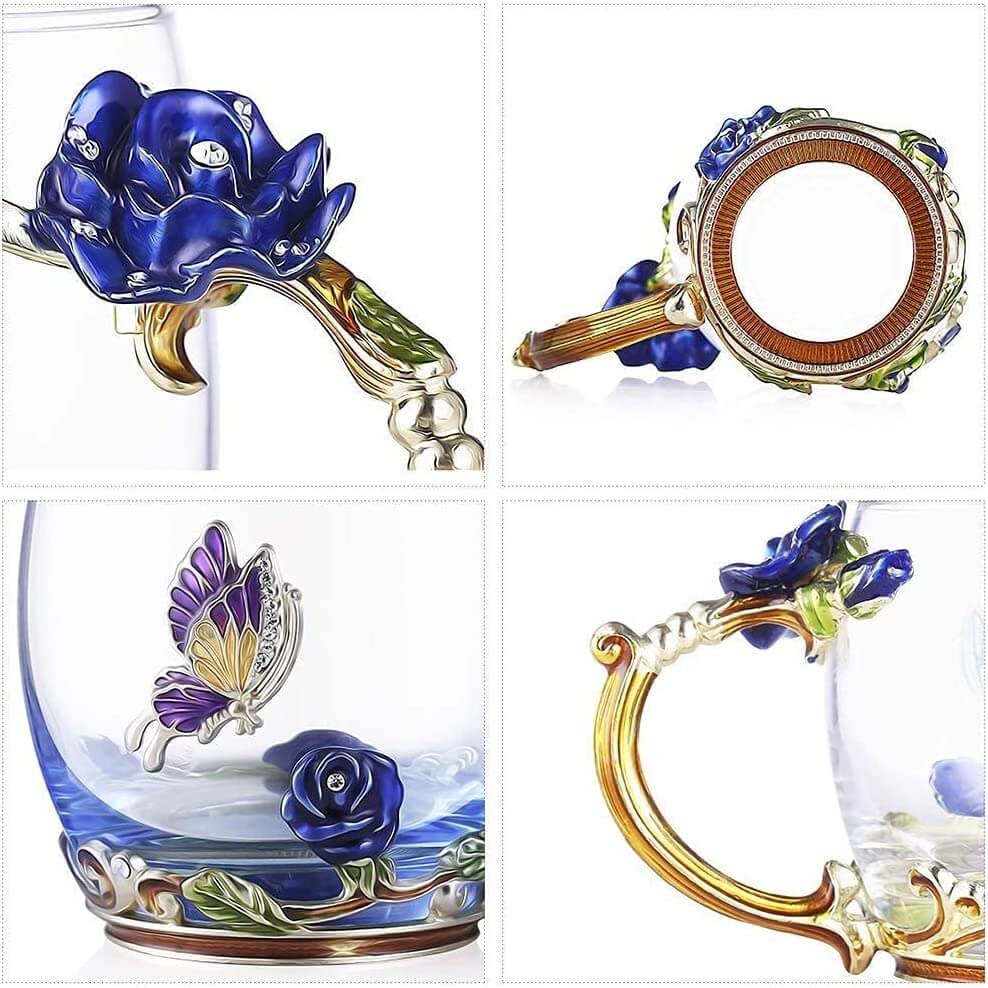 Luksuriøs blå rose krystall krus