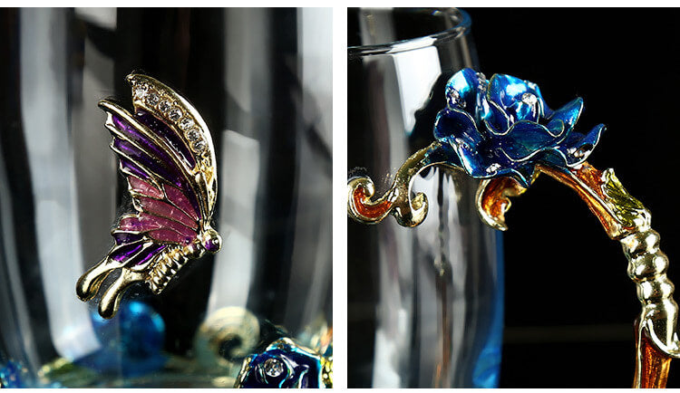 Luksuriøs blå rose krystall krus