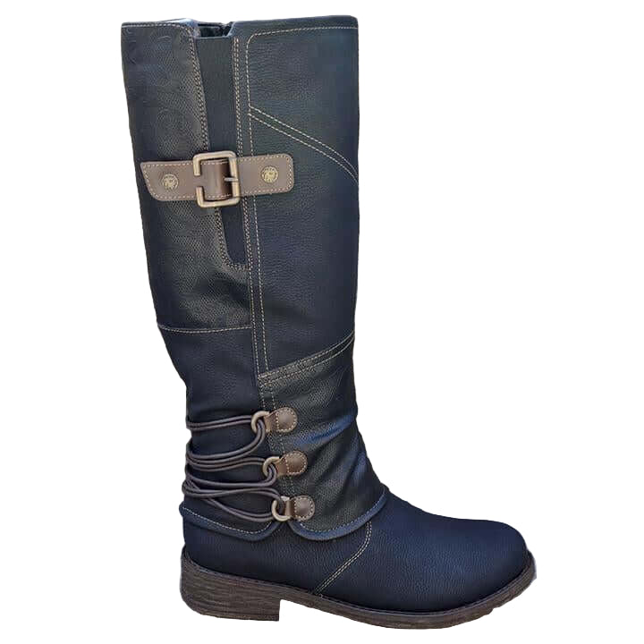 Vintage Kunstskinnstøvler med glidelås for kvinner