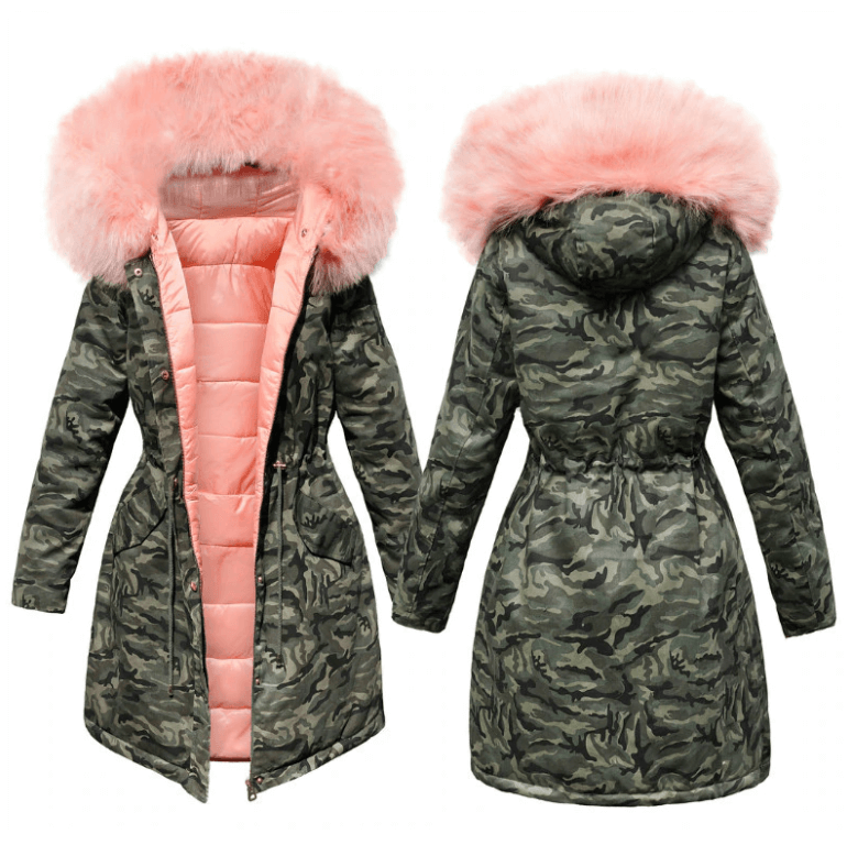 Camo vinterfrakk for kvinner