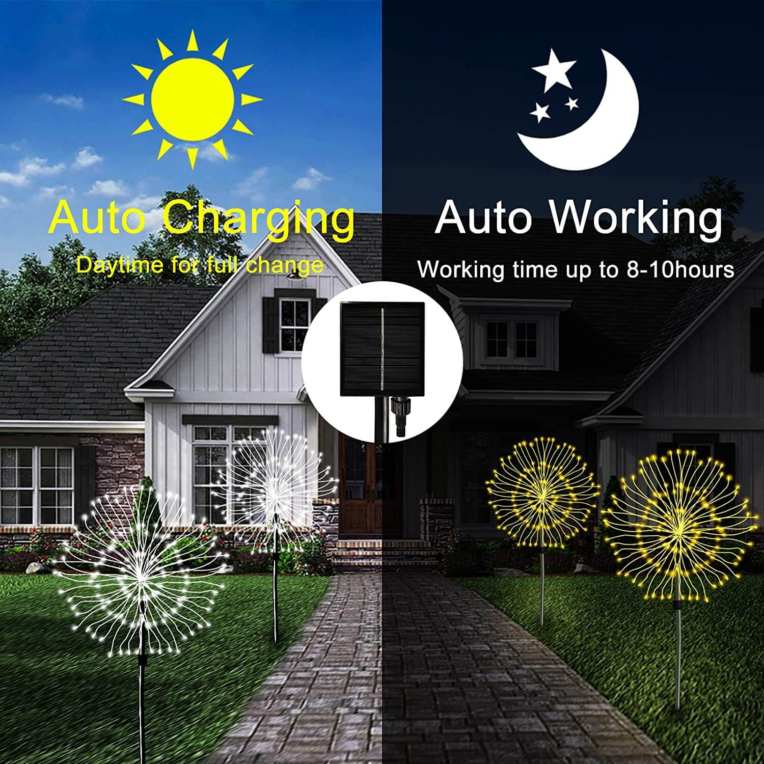 Vanntett solar hage fyrverkeri lampe