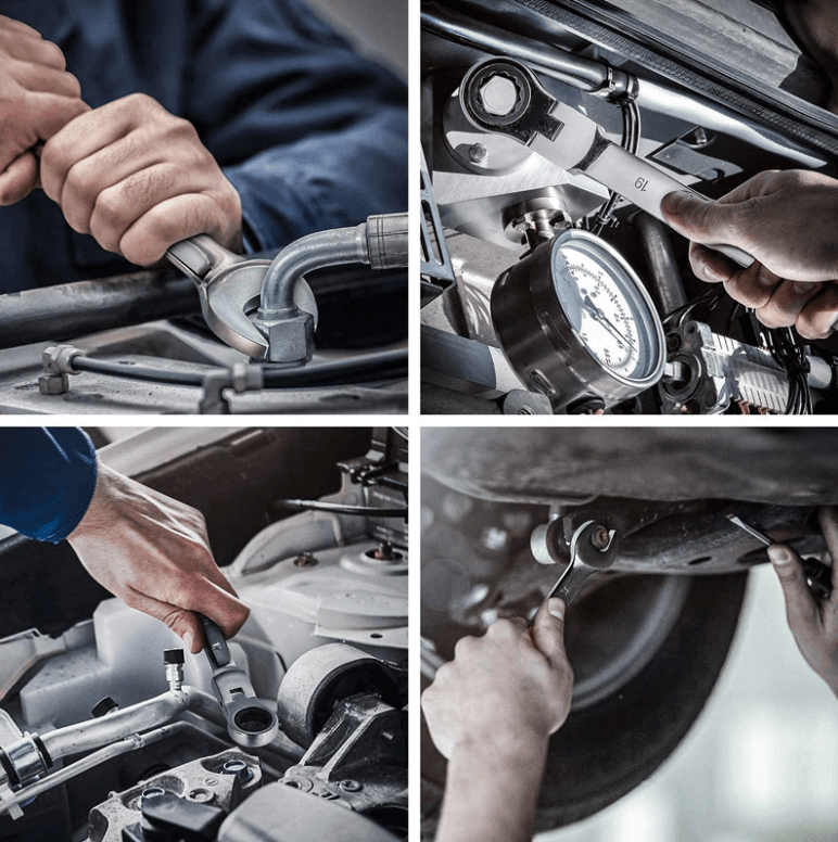 Slange skrallenøkkel med fleksibelt hode