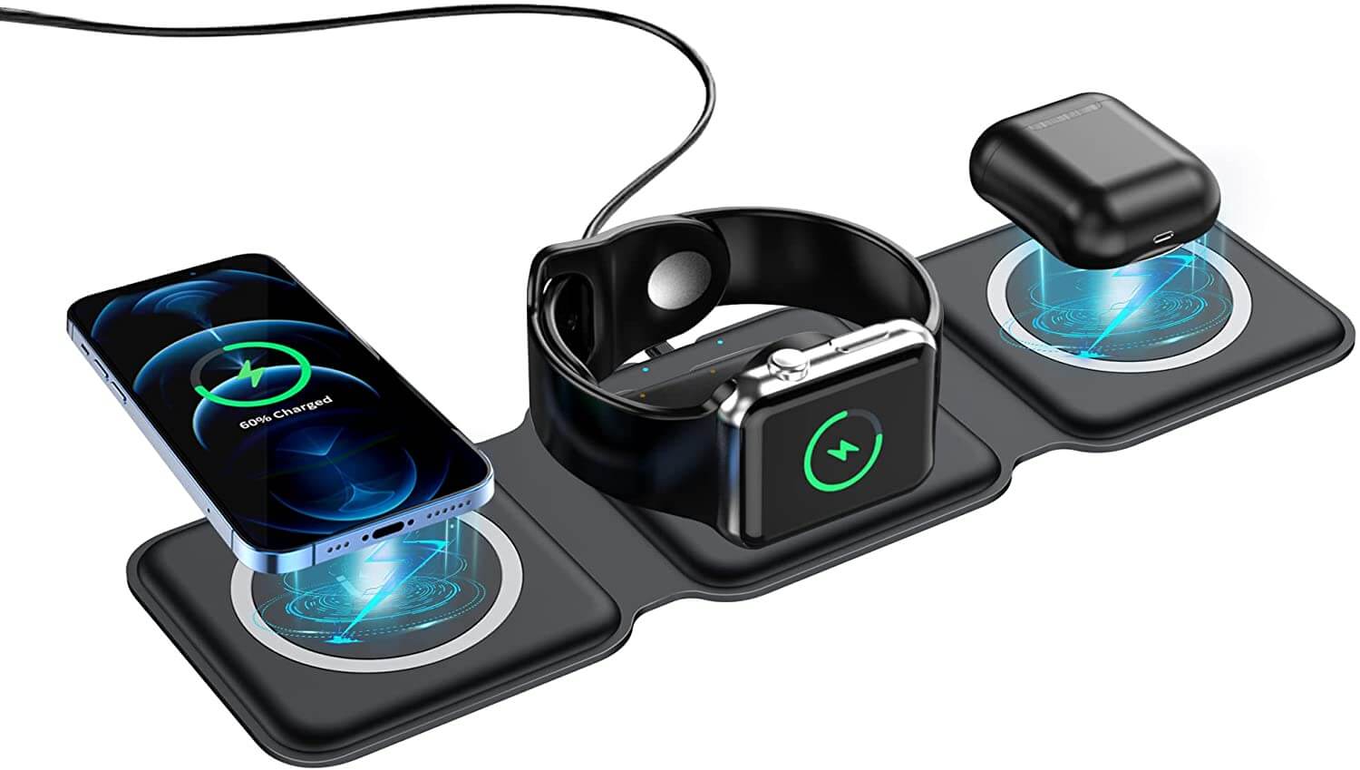 Sammenleggbar magnetisk trådløs lader