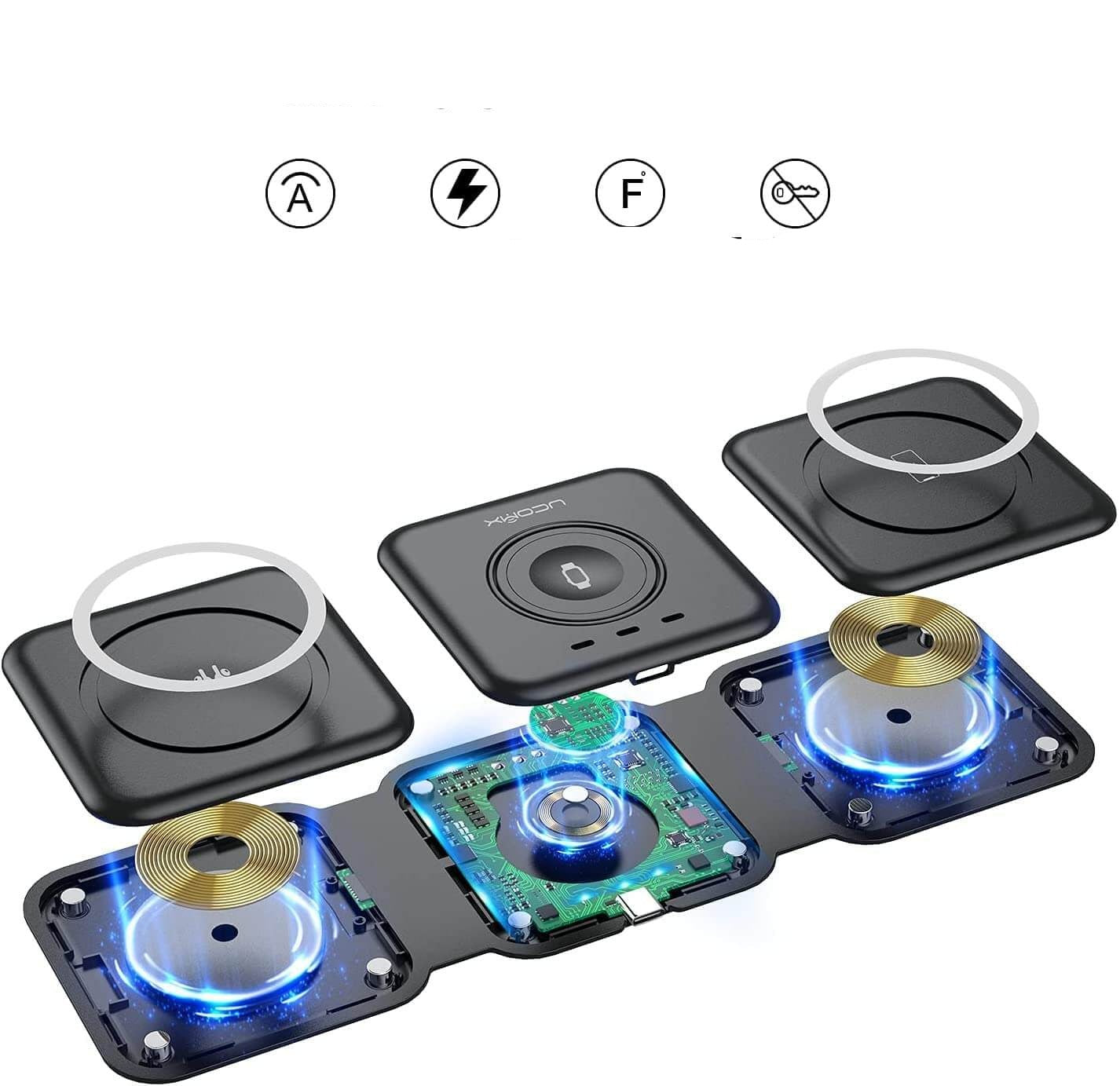 Sammenleggbar magnetisk trådløs lader