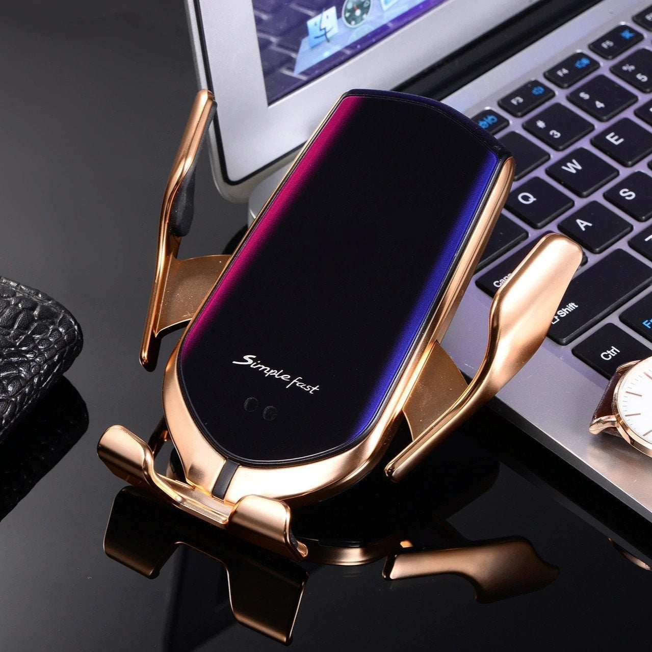 PREMIUM - Telefonholder for automatisk klemming | Trådløs lader