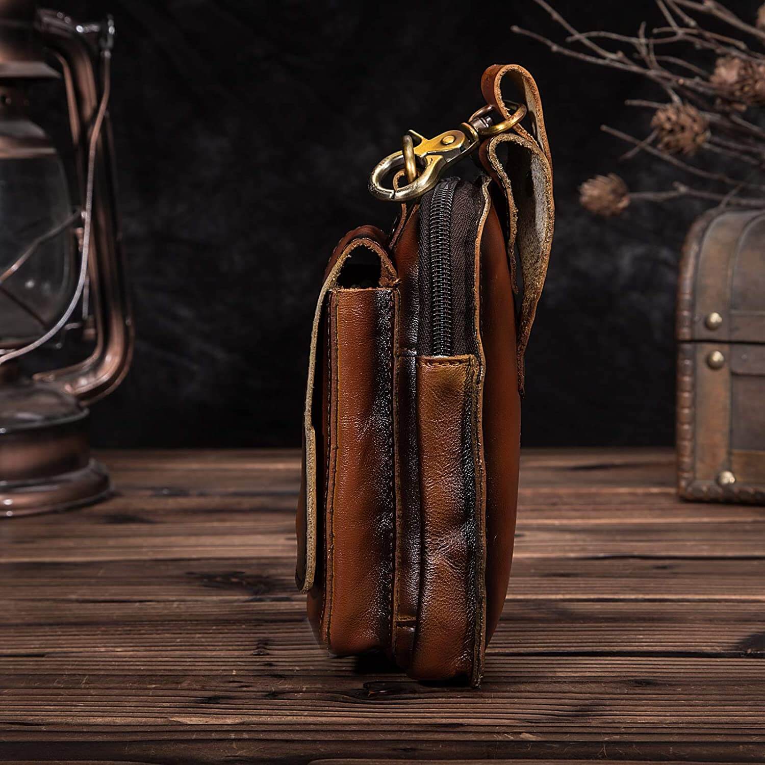 Ekte skinn menns midje krok bag
