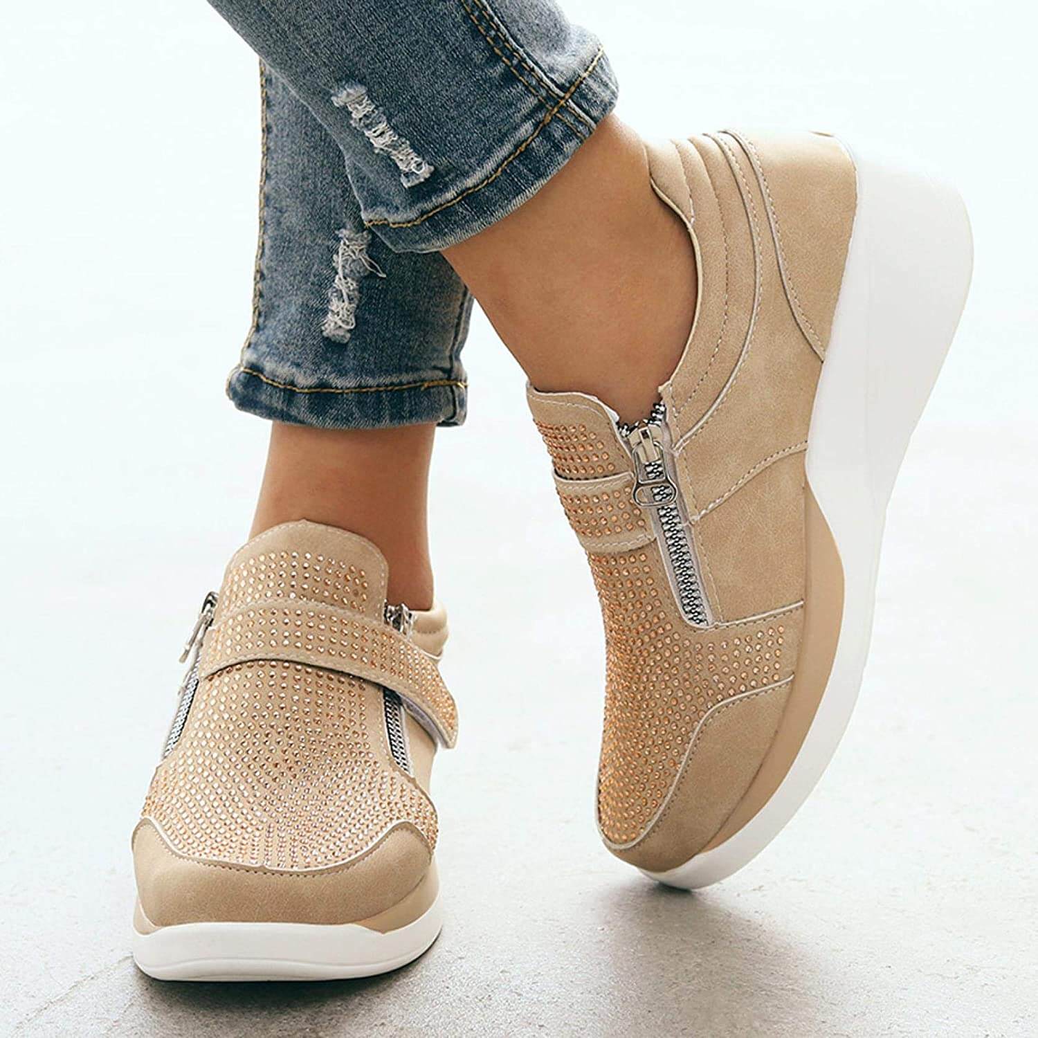 Sneakers med glidelås for kvinner