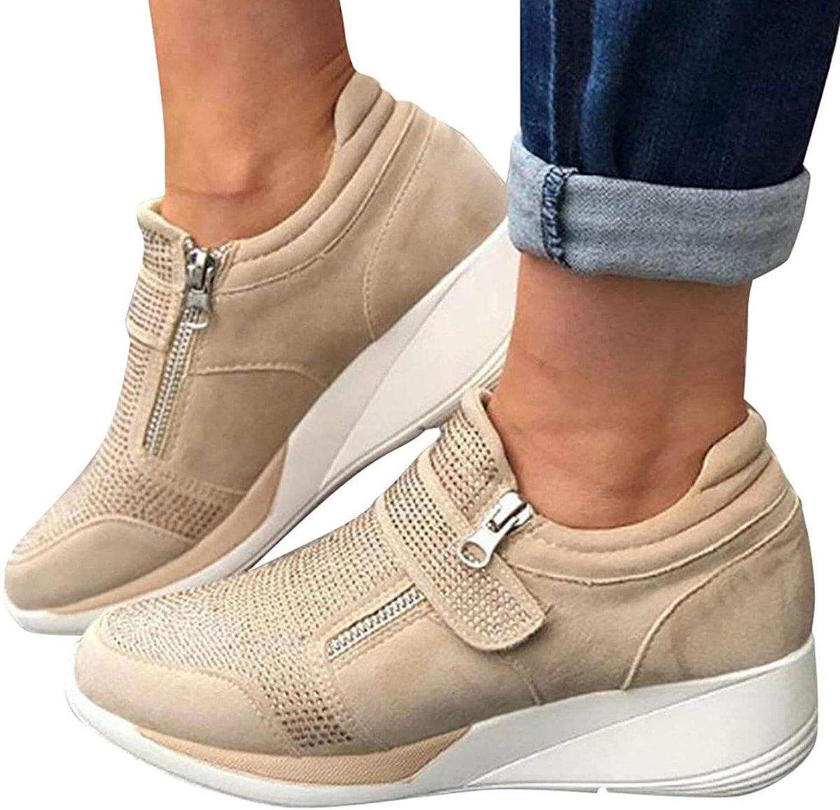 Sneakers med glidelås for kvinner